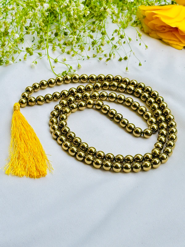 Golden Pyrite Jap Mala (8mm Beads)